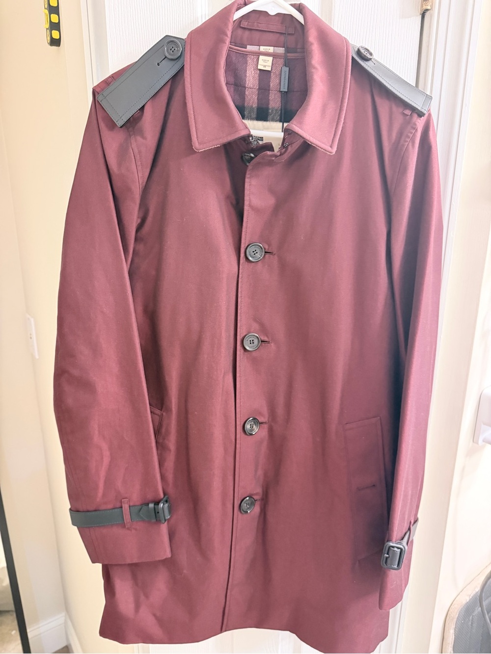 Burberry Men's Burgundy Trench Coat